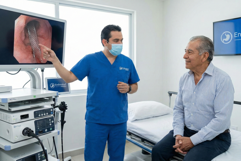 Colocación de prótesis metálica endoscópica en Endosalud México.